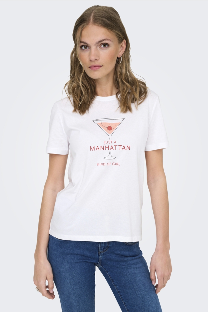 ONLKELSEY LIFE S/S REG TEE CS JRS 15363836 BRIGHT WHITE/MANHATTAN